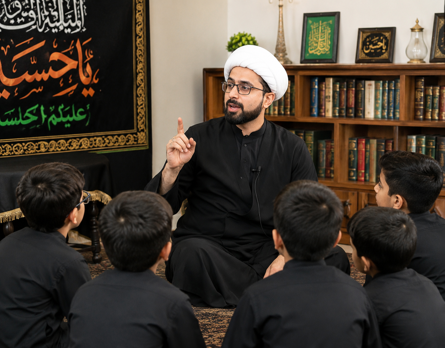 Students learning with their teacher.